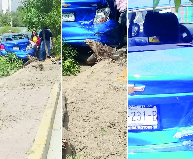 Chocan su auto por detrás y la mandan contra el poste.