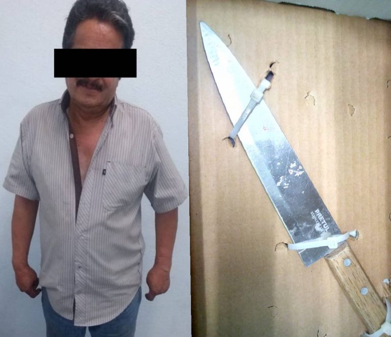 Violento sexagenario atacó a su pareja con un cuchillo cebollero