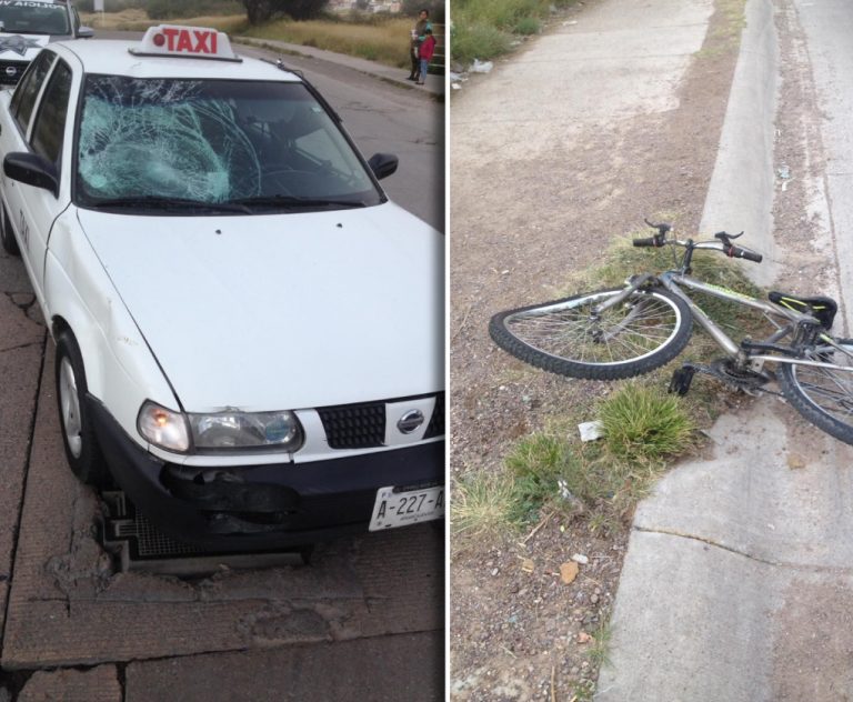 Se estrella en la rila contra taxi