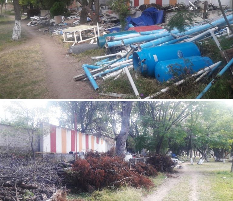 ¡Joven, se le olvida su escombro! Remodelan el gimnasio olímpico y hacen cochinero