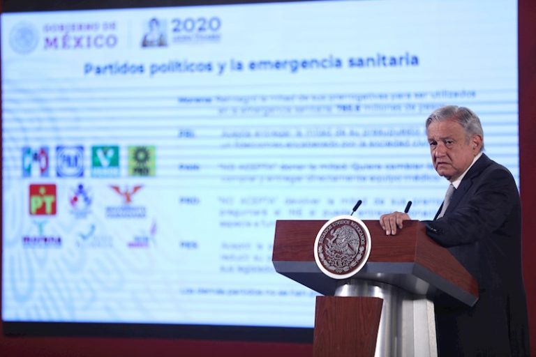 AMLO exhibe a partidos que no donan su presupuesto ante la pandemia