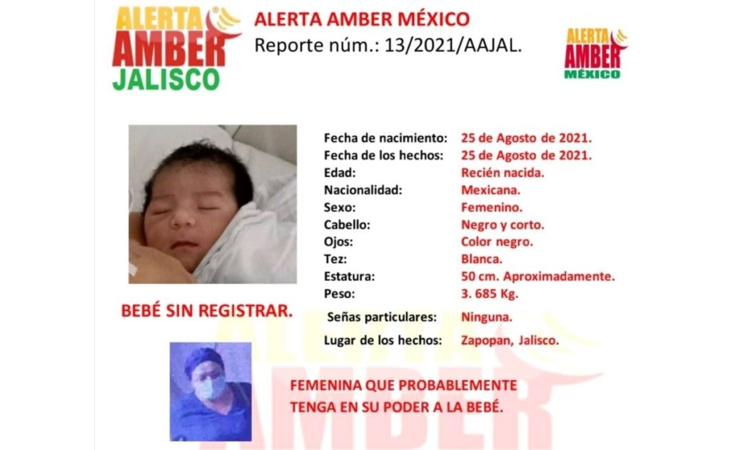 Alerta amber bebé robada