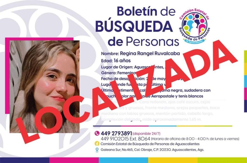 JOVENCITA SE SALIO DE SU CASA Y FUE REPORTADA COMO DESAPARECIDA, LUEGO FUE ENCONTRADA POR LA POLICIA ESTATAL