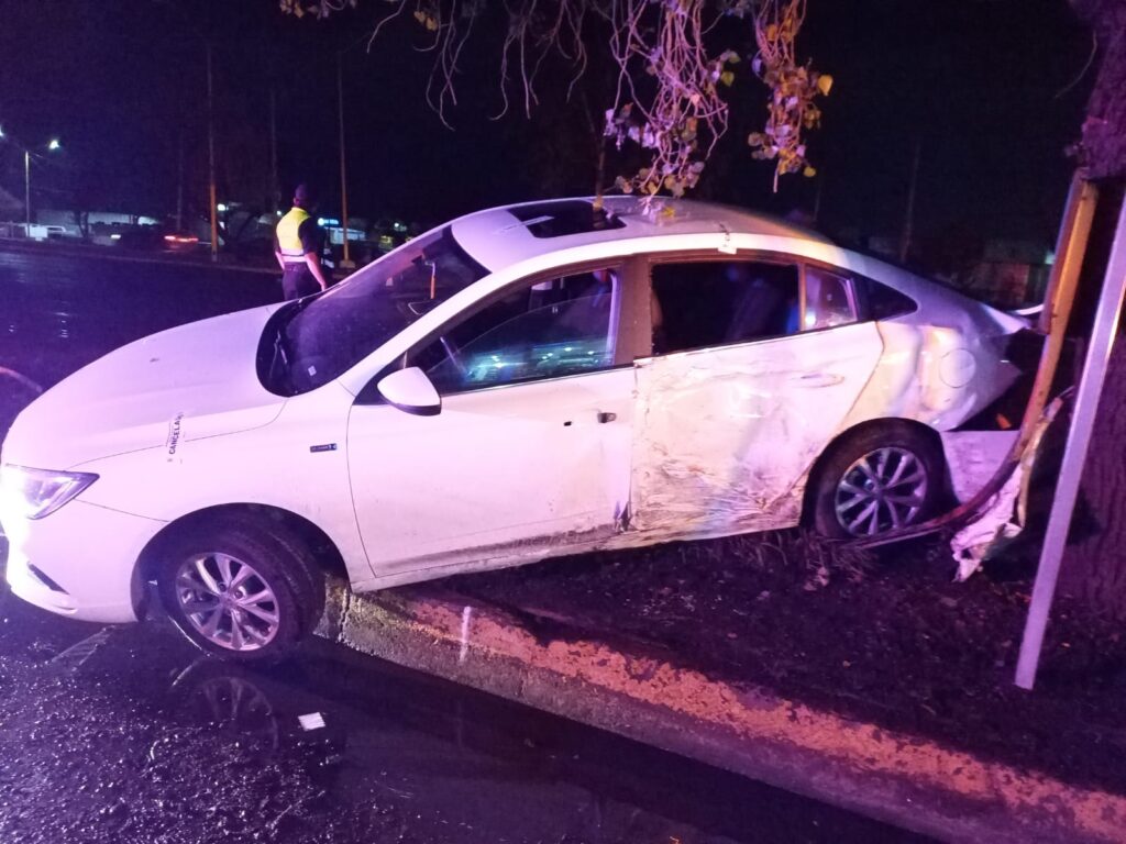 SE LE ATRAVEZARON UN POSTE, UN ARBOL Y UN SEÑALAMIENTO A UN SUJETO QUE CONDUCIA EBRIO