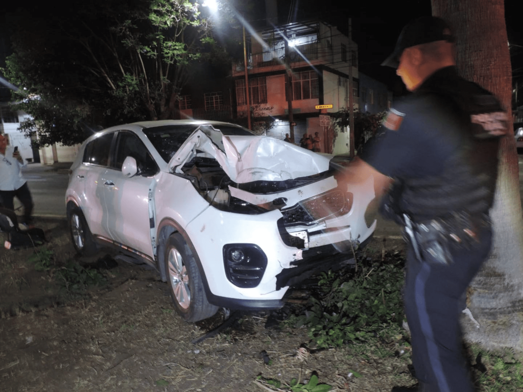 Mujer se duerme al volante y se estrella contra palmera en Avenida Convención