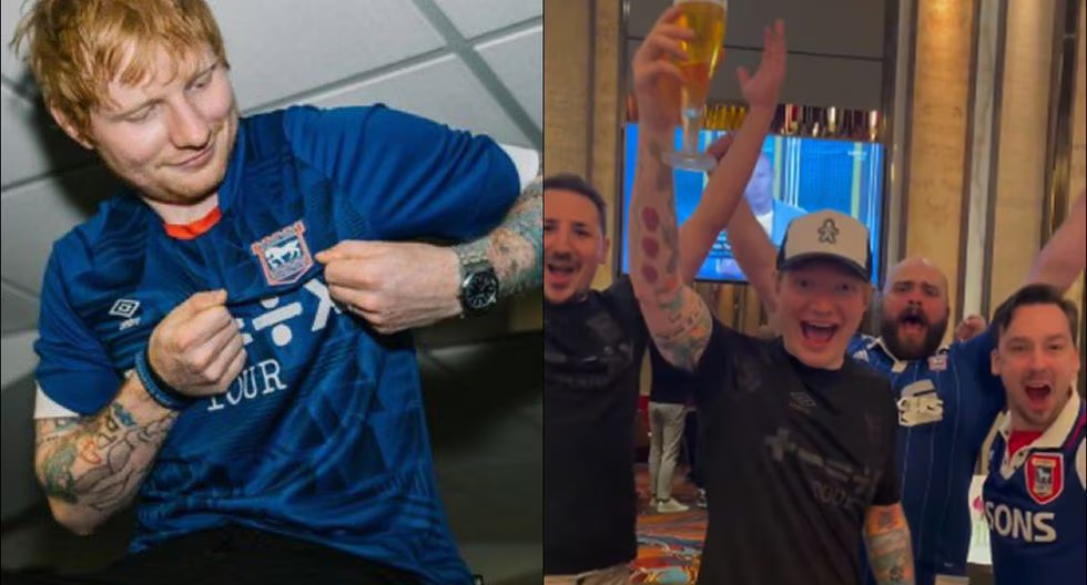 Ed Sheeran cantó con jugadores del Ipswich bebiendo cervezas