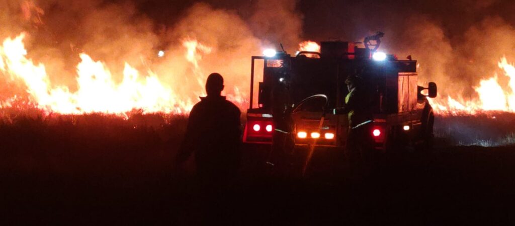 Bomberos sofocan incendio que amenazaba parque industrial y viviendas en Viñedos Ribier