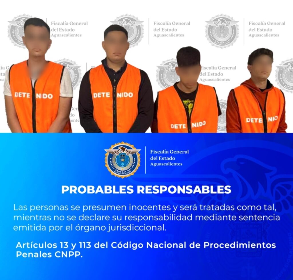 Fiscalía de Aguascalientes presenta a los cuatro detenidos por la ejecución del empresario queretano en Los Bosques