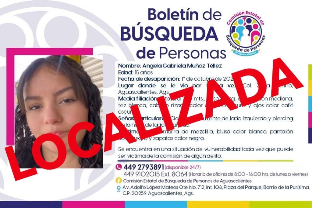 Localizan sin vida en Querétaro a Ángela Gabriela Muñoz Téllez, desaparecida en el Centro de Aguascalientes