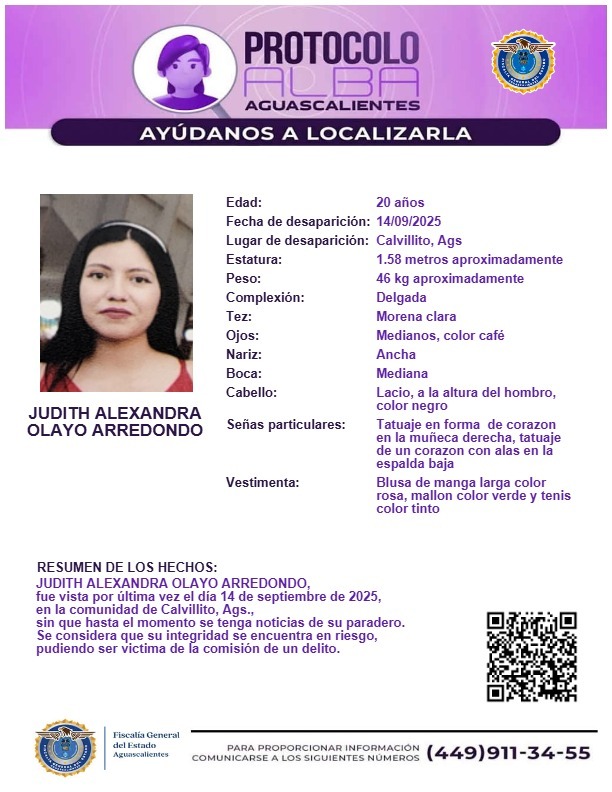 Localizan sin vida a Judith Alexandra, desaparecida desde septiembre pasado